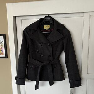 Maralyn & Me Black Double-Breasted Trench Coat